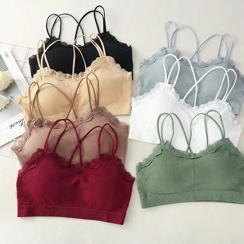 Popular Underwear for Women, Beautiful Back, Sexy Lace Wrapped Chest, Cross Strap Parachute Sports Yoga Girl Vest by Dropshipman