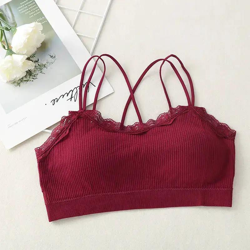Popular Underwear for Women, Beautiful Back, Sexy Lace Wrapped Chest, Cross Strap Parachute Sports Yoga Girl Vest by Dropshipman