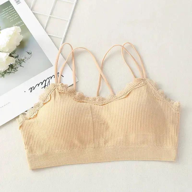 Popular Underwear for Women, Beautiful Back, Sexy Lace Wrapped Chest, Cross Strap Parachute Sports Yoga Girl Vest by Dropshipman