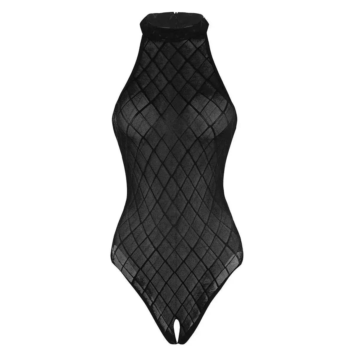 Sexy Body suit for Womens One-piece Swimsuit Open Crotch Black See Through Bodysuit High Cut Sleeveless Leotard Sexy Catsuit by Dropshipman