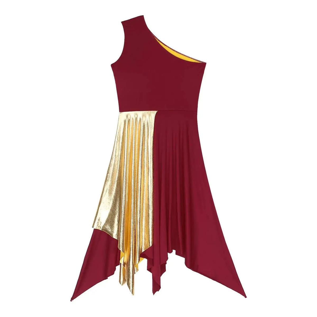 Women Church Choir Worship Praise Dress Modern Lyrical Dance Performance Costume One Shoulder Irregular Hem Dresses Dancewear by Dropshipman