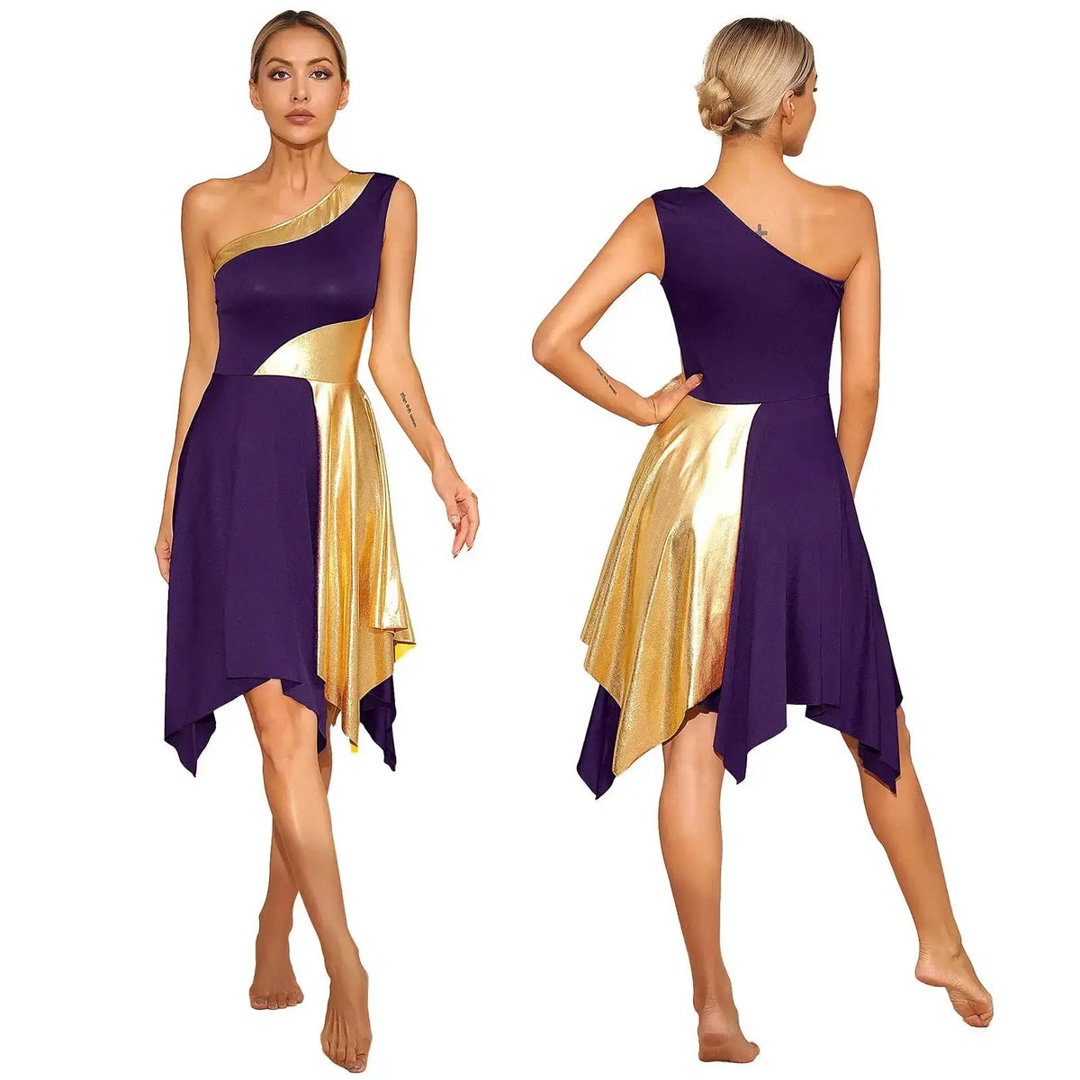 Women Church Choir Worship Praise Dress Modern Lyrical Dance Performance Costume One Shoulder Irregular Hem Dresses Dancewear by Dropshipman