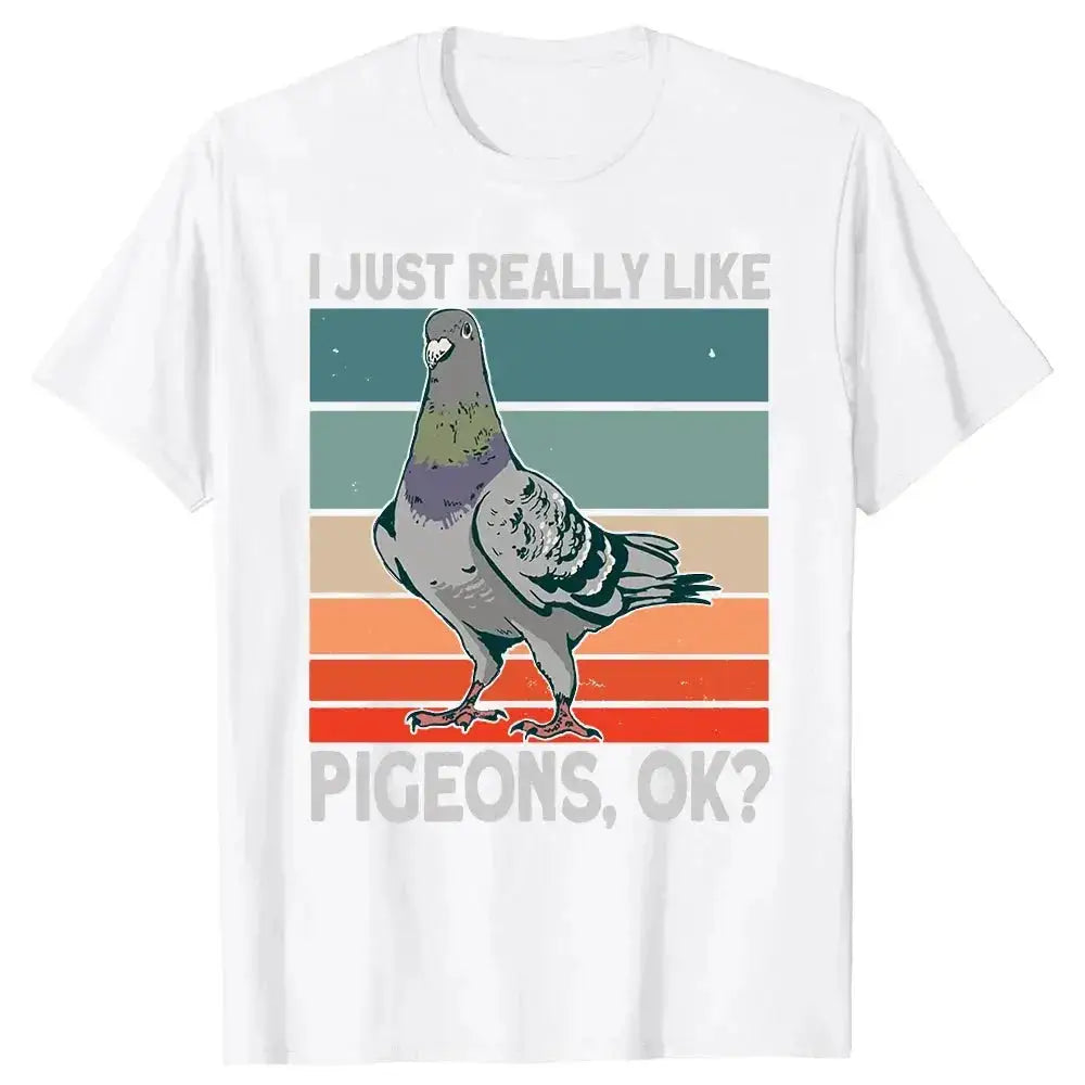 Pigeon Pigeoff Bird Birdwatcher Birdwatching T-shirt Cute Funny Graphic T-shirt Men Tshirt Cotton Loose Oversized T Shirt by Dropshipman