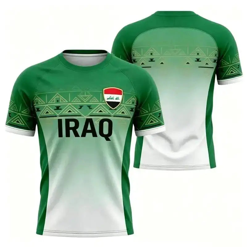 Iraqi National Team s Summer 3D Printed style Football Jerseys and T shirts Are Loose Comfortable Suitable for Daily Wear by Dropshipman
