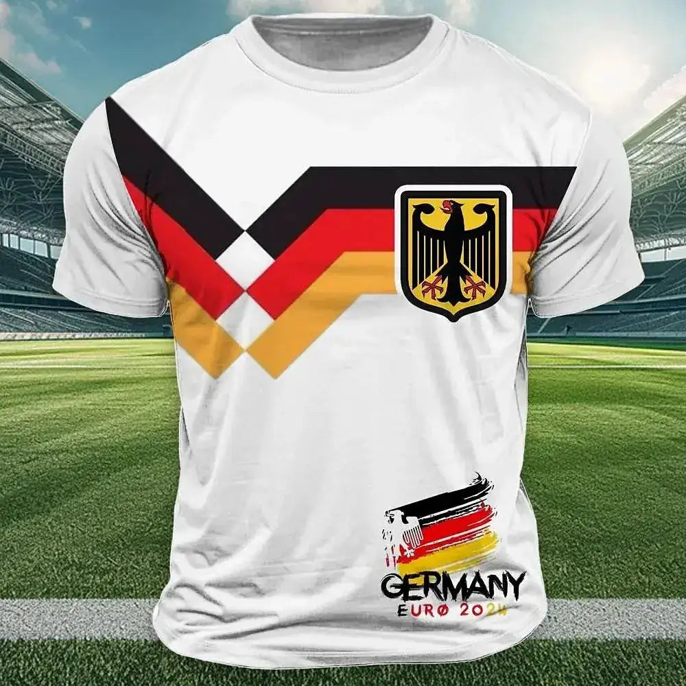 2026 National Flag Print T Shirt For Men Outdoor Jersey Sports Tops Casual O-neck Loose Short Sleeve Summer Deutschland Tees by Dropshipman