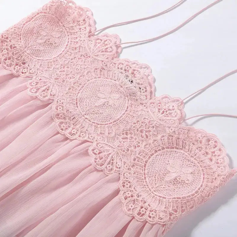 Women Pant Set Sheer Layers Spaghetti Strap Backless Lace Top Straps Solid Loose Straight Elastic Hem Fashion Beach Chic Suits by Dropshipman