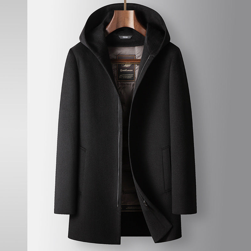 Men's fashion coat featuring a hood, ideal for men's fall fashion essentials.