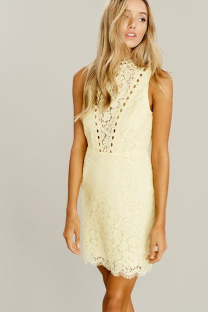 Lace Detail Dress Light Yellow