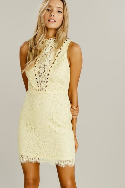 Lace Detail Dress Light Yellow