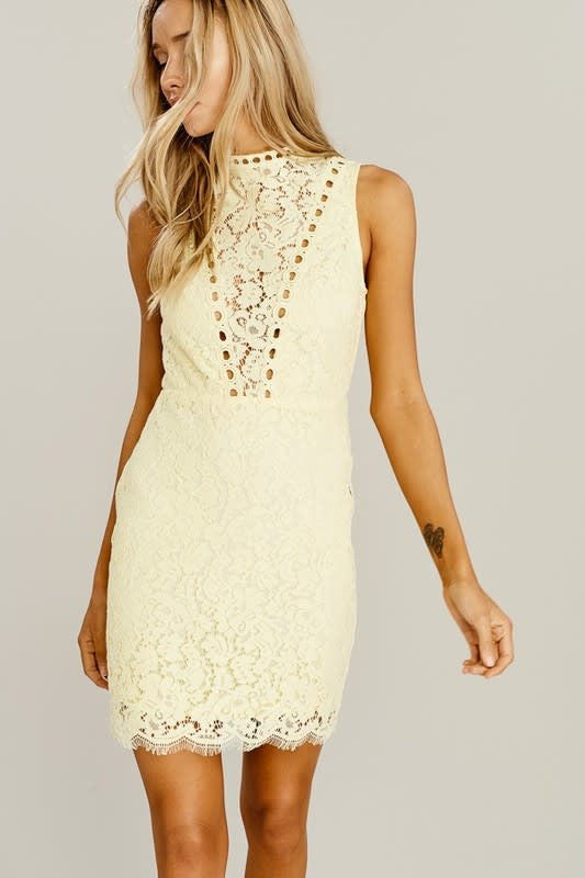 Lace Detail Dress Light Yellow
