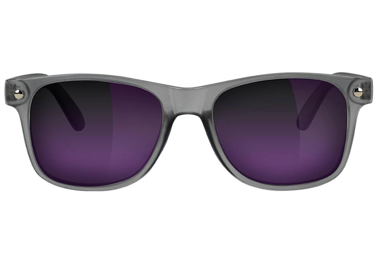 Glassy Leonard Polarized Sunglasses - Matte Transparent Dark Grey/Purple Mirror