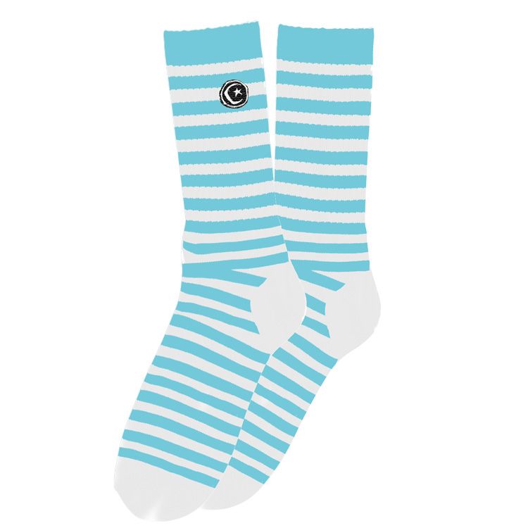 Foundation Striped Star &amp; Moon Crew Socks - White