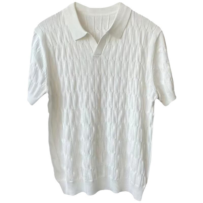 Mens Knitted Short Sleeve Polo Shirt