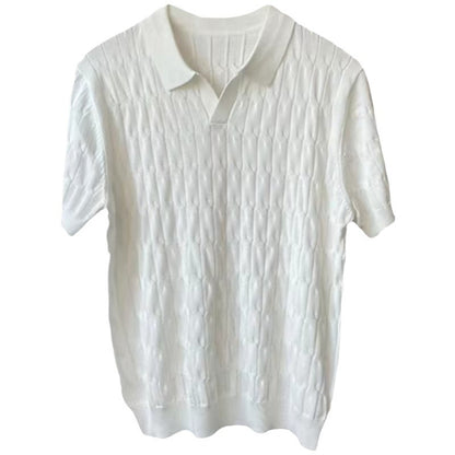 Mens Knitted Short Sleeve Polo Shirt