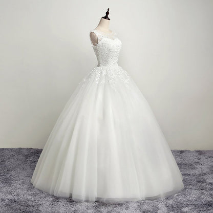 Ivory White Lace Maternity Wedding Dress with Train