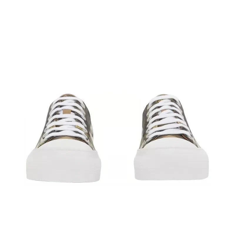 Burberry Exaggerated Check Cotton Sneakers Wheat
