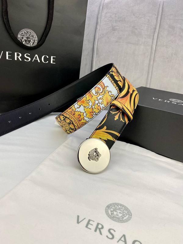 Versace MEDUSA BIGGIE ENAMEL LEATHER BELT