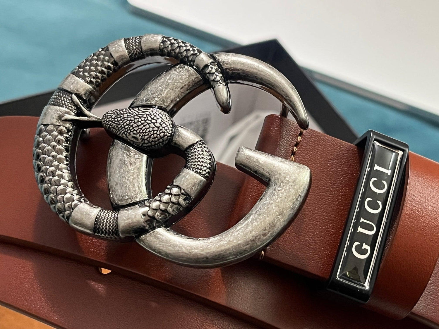 GUCCI Embellished coated-canvas and leather belt &