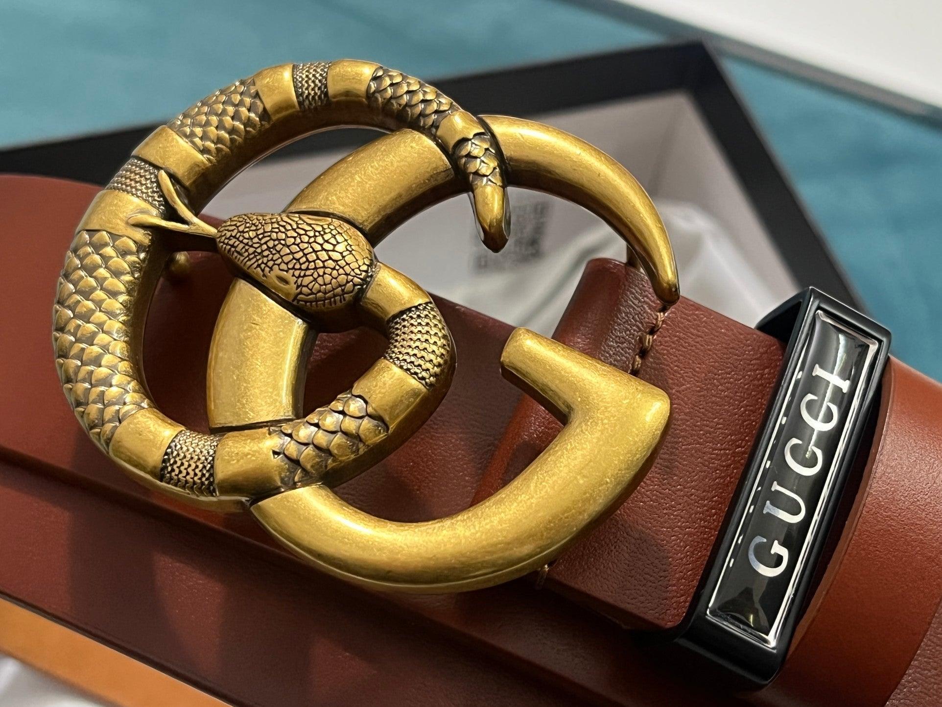 GUCCI Embellished coated-canvas and leather belt &