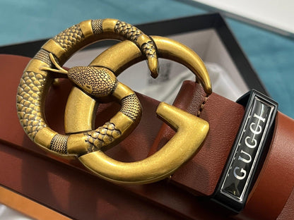 GUCCI Embellished coated-canvas and leather belt &