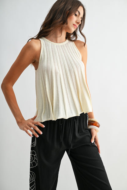 Sleeveless Knit Top With Flared Hem