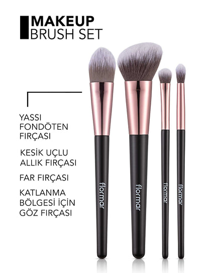 Flormar Makeup Brush Set with Travel Pouch 4 Pieces