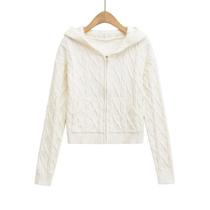 Zip-up hoodie knitted long sleeves
