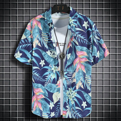 Mens Quick Dry Floral Shirt and Shorts Set