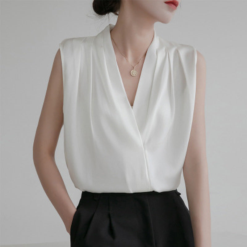 Womens Long Sleeve Silk Satin Blouse
