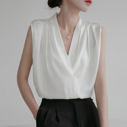 Womens Long Sleeve Silk Satin Blouse