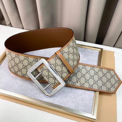 GUCCI Embellished coated-canvas and leather Women belt &