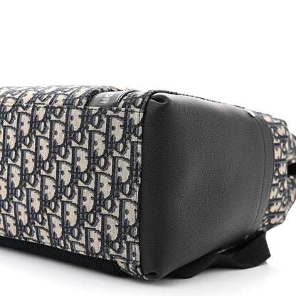 Christian Dior Oblique Jacquard Grained Calfskin Saddle Backpack With Flap
