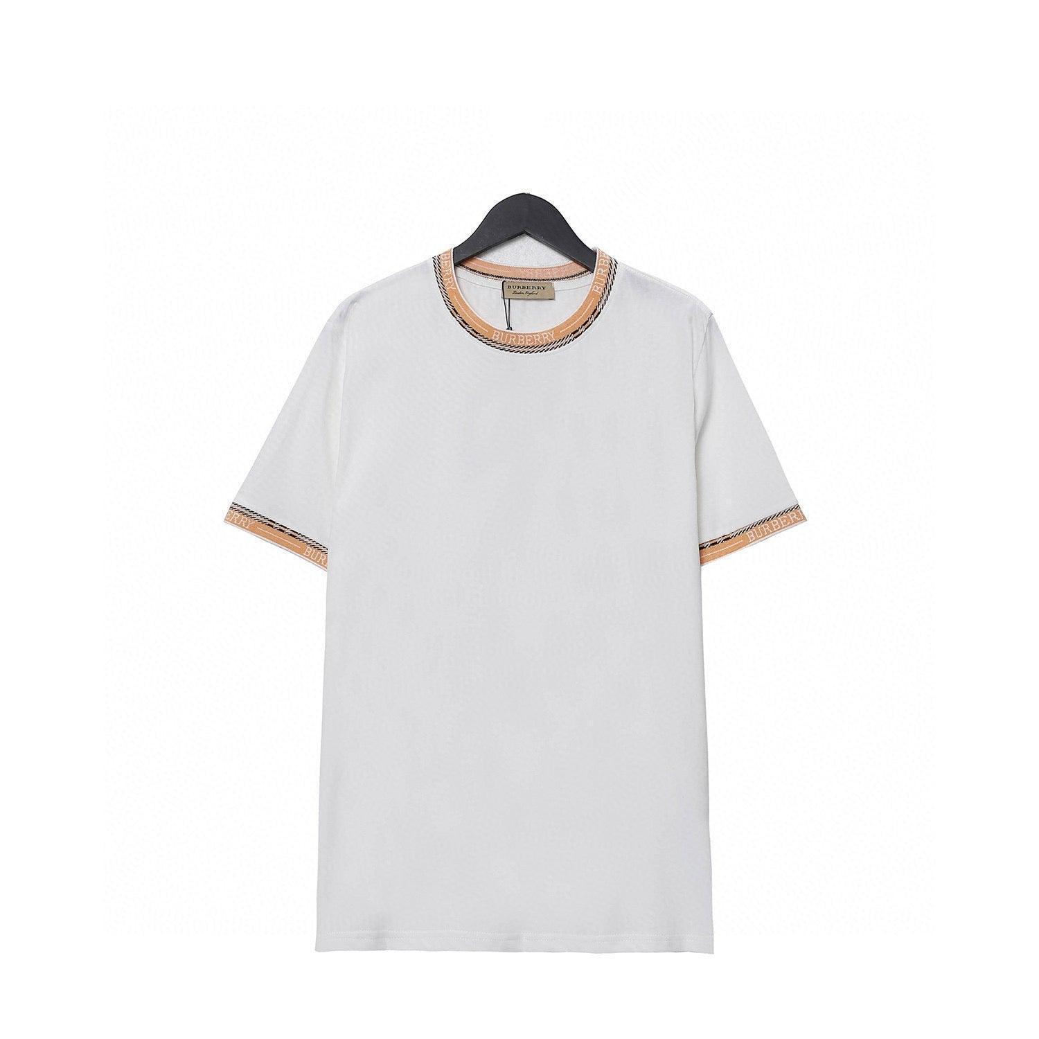 Burberry Crew Neck T-Shirt White &amp; Beige | Premium Cotton Comfort