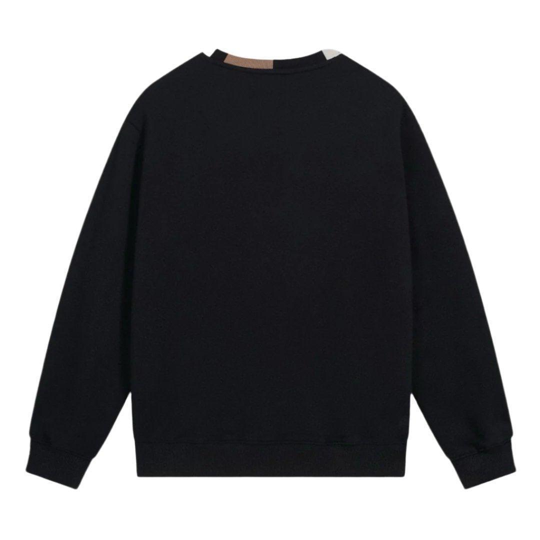 BURBERRY JARRAD BLACK COTTON ICON STRIPE COLLAR RED LOGO SWEATER