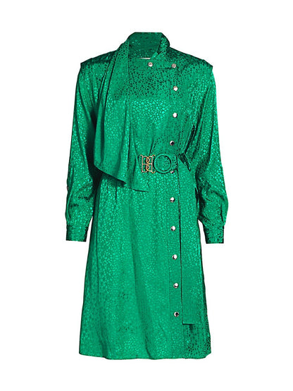 Coach Texture Drape Belted A-Line Shirtdress, Size 8