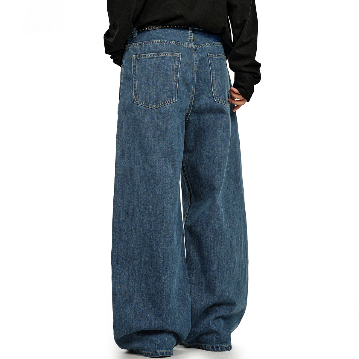 Washed Straight-Leg Denim Pants