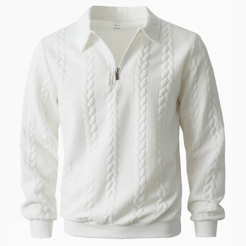 Mens Half Zip Jacquard Polo Shirt