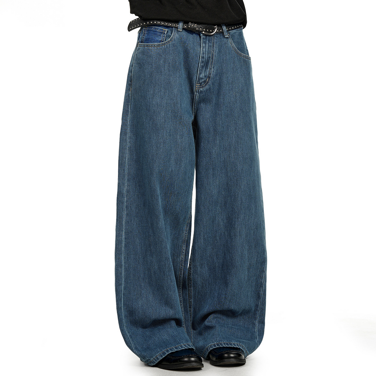 Washed Straight-Leg Denim Pants