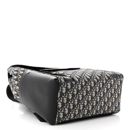 Christian Dior Oblique Jacquard Grained Calfskin Saddle Backpack With Flap