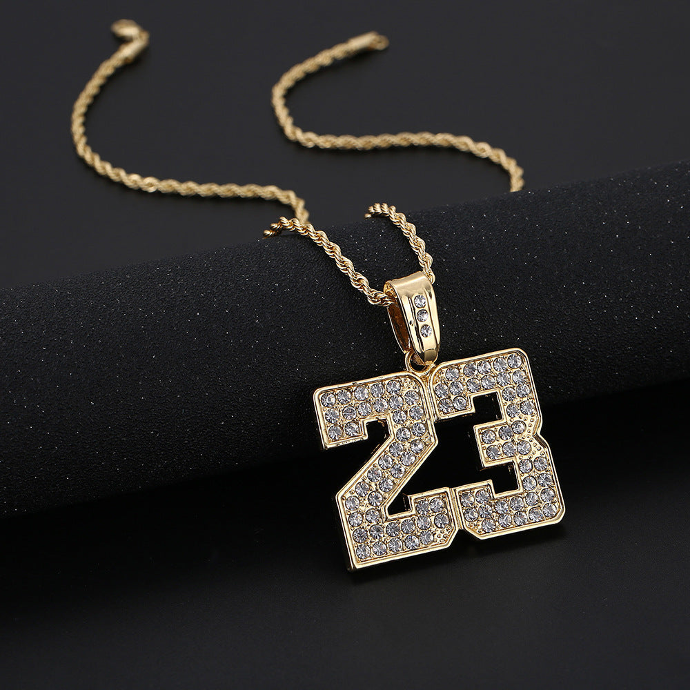 Digital 23 Pendant Necklace Hip Hop Alloy Jewelry
