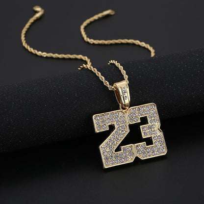 Digital 23 Pendant Necklace Hip Hop Alloy Jewelry