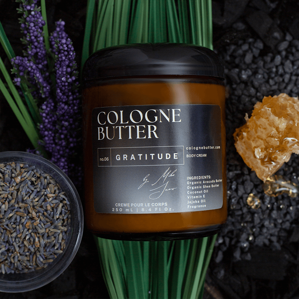 GRATITUDE – Luxury Fragrance Body Butter | Honey, Smoky Cedarwood &amp; Sandalwood Cologne Scent Moisturizing Skin Butter | Cologne Butter
