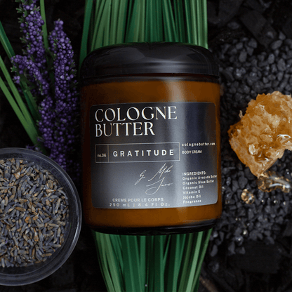 GRATITUDE – Luxury Fragrance Body Butter | Honey, Smoky Cedarwood &amp; Sandalwood Cologne Scent Moisturizing Skin Butter | Cologne Butter