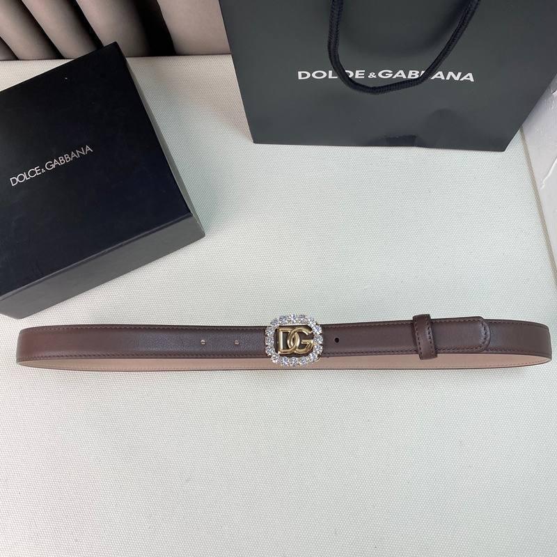 Dolce Gabbana Women Calfskin belt with bejeweled DG logo &