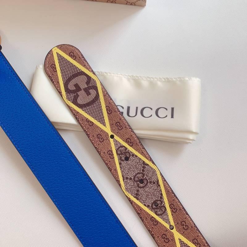 GUCCI Embellished coated-canvas and leather belt &