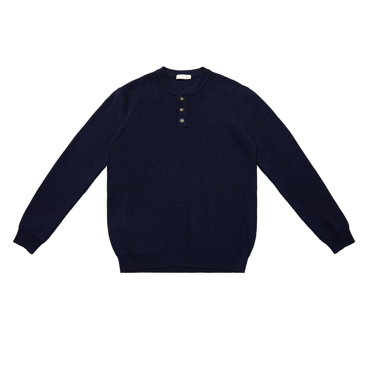 Ribbed Henley Collar Knit Sweater