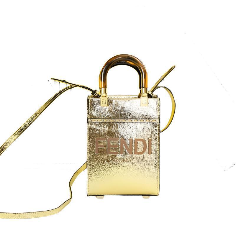 Fendi  Vitello King Plexiglass Logo Embossed Mini Fendi Sunshine Shopper Tote