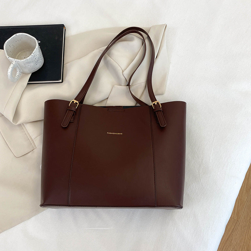 Retro PU Leather Shoulder Tote Bag