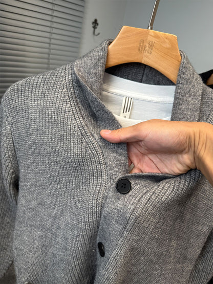 Men Baseball Collar Sweater Jacket Thick Korean Style Casual Cardigan