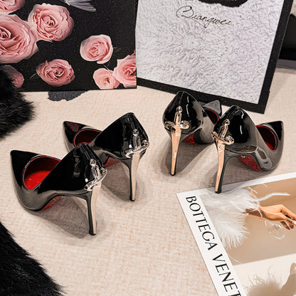 Womens Stiletto High Heels Pointed Toe Sword Design